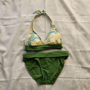 Lolë Oahu Geometric Pattern Bikini Top and Solid Bottom
